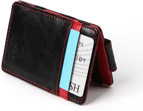 Vista 2 de Y&G Billetera de cuero para hombre, Negro, rojo oscuro-YCM010301, Minimalista