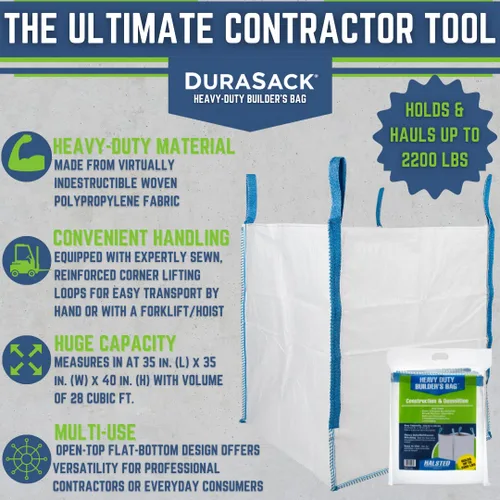 Vista 3 de DURASACK Bolsa de construcción resistente (200 galones) y bolsa de lavado de hormigón (130 galones) con forro de plástico