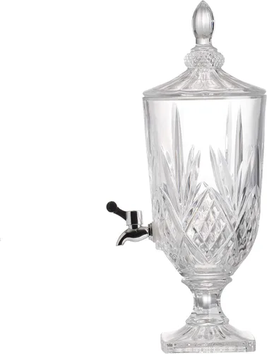 Vista 7 de Dispensador de bebidas de cristal moderno y lujoso dispensador de bebidas base y tapa fiestas, bodas, eventos, catering, 6.7 x 6.7 x 19 pulgadas