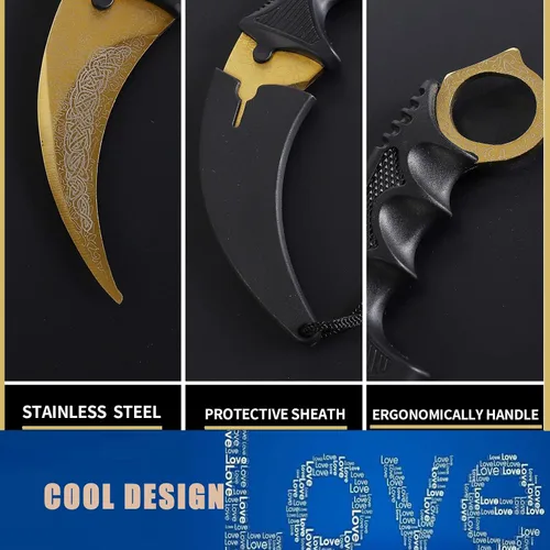 Vista 5 de TOPOINT Cuchillo de entrenamiento Karambit sin filo Karambit Cuchillo de entrenamiento de práctica sin herramienta de entrenamiento de vanguardia