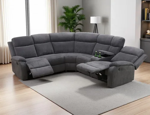 Vista 29 de Juego de sofá seccional reclinable manual, juegos de muebles de sala de estar, sofá seccional en forma de L y 2 sillas, cómodo sofá reclinable