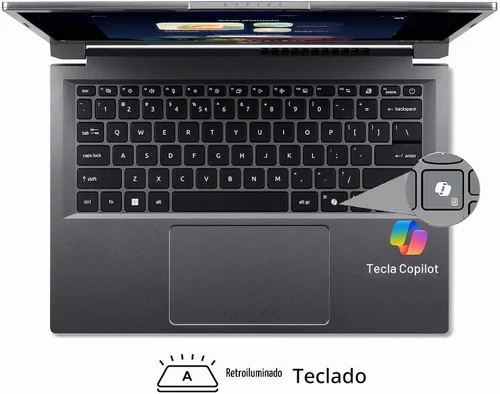 Vista 6 de Acer Aspire Laptop 2026, pantalla táctil, Intel Ultra 7 258V, 32 GB de RAM+