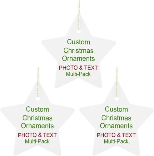 Vista 18 de Adornos de Navidad personalizados, texto fotográfico, haz tu propio adorno de cerámica de porcelana, regalo de recuerdos para decoración de Navidad