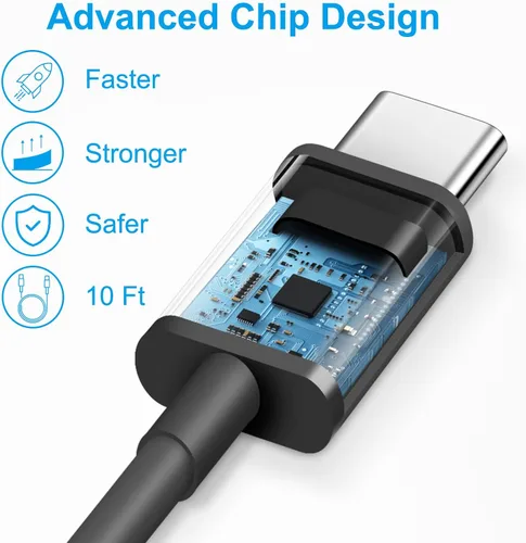 Vista 4 de Cargador para iPhone 17, 16, 15, carga rápida de 10 pies, paquete de 2 bloques de carga USB C de 20 W con cable tipo C compatible con iPhone 17/17