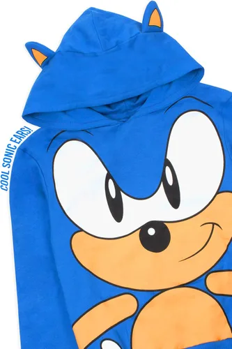 Vista 5 de Sonic The Hedgehog Hoodie Character 3D Ears Boys Kids Blue Hooded Jumper