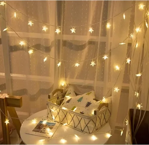 Vista 7 de Luces de Cadena de Estrellas, Merdeco 20 pies 40 LED con alimentación USB, luces de hadas blancas cálidas para decoración de cumpleaños, fiesta