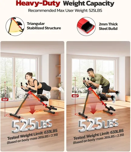 Vista 6 de Yoleo Máquinas de abdominales y remo 2 en 1 para el hogar, equipo de entrenamiento de abdominales plegable, máquina de entrenamiento abdominal