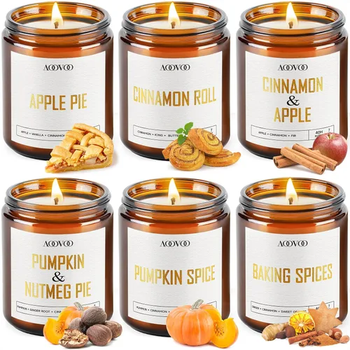 Vista 8 de AOOVOO Velas de Navidad – 4 velas perfumadas, velas de soja de 28 onzas, vela de soja para el hogar, abeto siberiano, cedro bálsamo, rollos de Vela