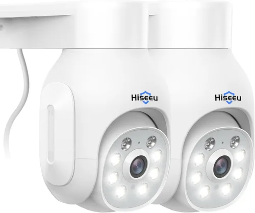 Vista 8 de Hiseeu - Cámara de seguridad inalámbrica para exteriores, 3MP, visión nocturna a color, WiFi, vigilancia de video para el hogar, giro y inclinación