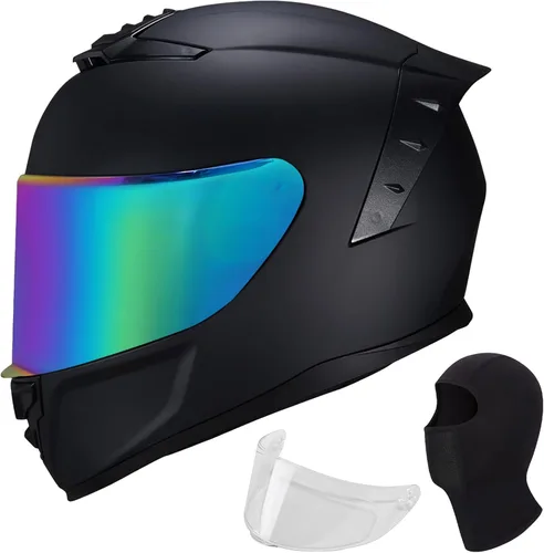 Vista 11 de Casco de motocicleta de cara completa, cascos para motocicleta de adultos, MG611, casco de motocicleta de carreras de calle con visera negra