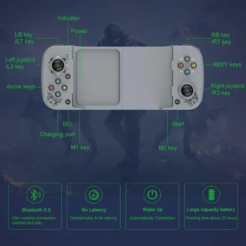 Vista 8 de Megadream Controlador de videojuegos móvil para iPhone iOS Android PC funciona con iPhone 14131211X, iPad, Samsung Galaxy, TCL, tablet, Apex