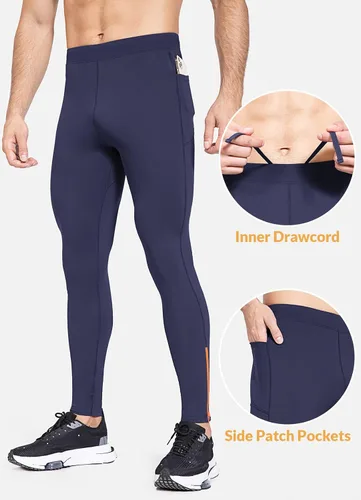 Vista 4 de BALEAF Mallas de forro polar para hombre, pantalones térmicos de ciclismo, resistentes al agua, con cremallera, bolsillos, para invierno, cálido