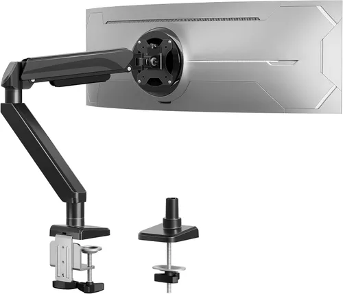 Vista 8 de Soporte de monitor doble para pantallas de hasta 43 pulgadas, brazo de monitor dual ultra ancho resistente con capacidad para 2.2-33 libras cada