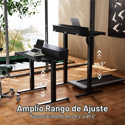 Vista 7 de HUANUO - Escritorio eléctrico de pie de 32 x 21 pulgadas con 2 cajones, compatible con montaje con abrazadera en C, escritorio de computadora