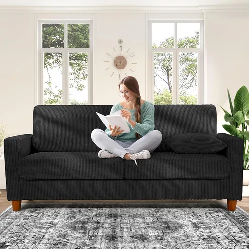 Vista 34 de Kidirect Silla de acento extragrande de 35.5 pulgadas, sillas de sala de montaje fácil, silla de lectura de pana para dormitorio, sillas de acento