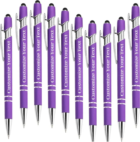Vista 29 de Hasta 500 bolígrafos personalizados a granel con lápiz capacitivo, grabado, juego de bolígrafos con tu nombre, texto para mujeres de negocios
