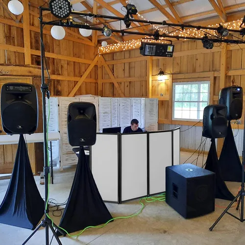 Vista 6 de PRORECK DJ Fachada Plegable Portátil Cabina de Eventos Paneles 4 Proyector de Marco de Metal Negro Desmontable Panel Scrim Panel con Bolsa