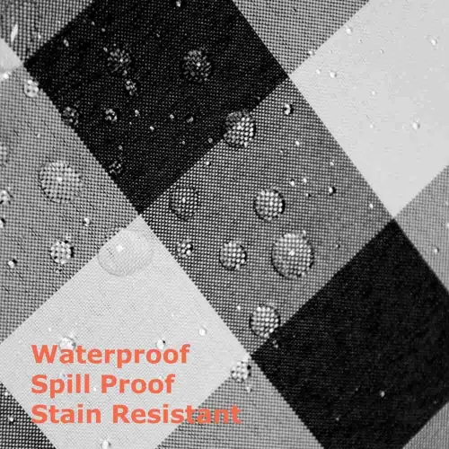 Vista 2 de Tektrum Mantel redondo de poliéster 100% impermeable de 60 pulgadas a cuadros -Resistente a derrames/Manchas/Arrugas- para acampar, pícnic, cena