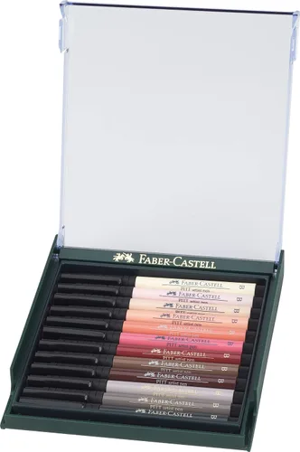 Vista 2 de Faber-Castell Art & Graphic Pitt Artist Pen Brush India Ink Pen, Retrato, Juego de 12, para arte, manualidades, dibujo, bocetos, hogar, escuela