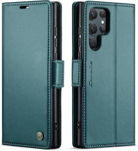 Vista 14 de QLTYPRI Funda tipo cartera para Samsung Galaxy S22, funda de cuero PU premium con cierre magnético, tipo folio con bloqueo RFID, ranuras