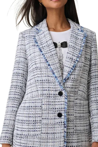 Vista 5 de Karl Lagerfeld Paris Chaqueta deportiva de tweed de manga larga para mujer