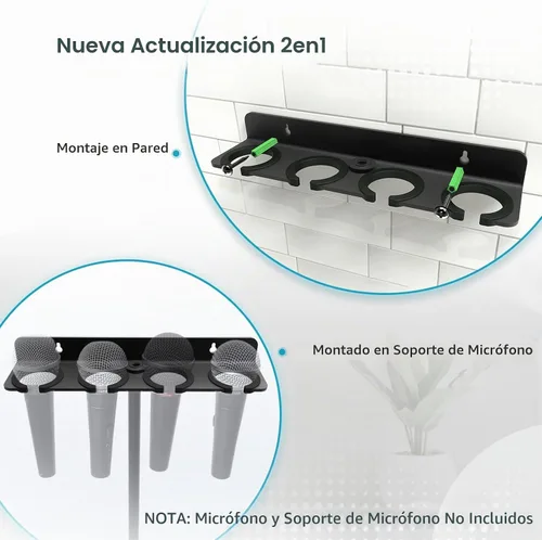 Vista 2 de Soporte Múltiple de Micrófonos Mejorado 2025 para Soporte de Micrófono, Organizador de Almacenamiento para Micrófonos Dinámicos Cableados e