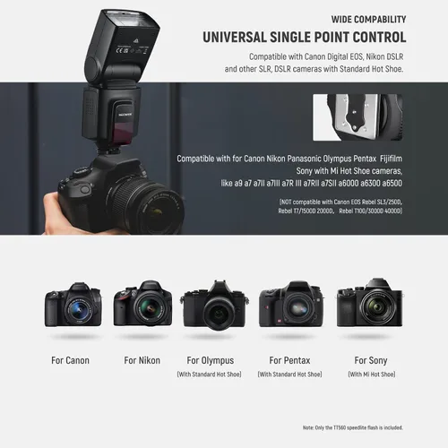 Vista 3 de NEEWER TT560 Flash de cámara Speedlite compatible con Canon Sony Nikon DSLR