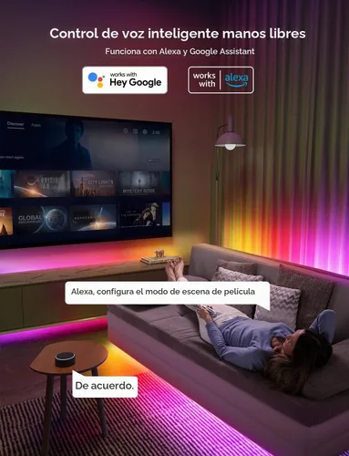 Vista 4 de Govee - Tira de luces LED RGBIC de 16.4 pies, funciona con Alexa y Google Assistant APP WIFI Control, DIY Segmented Color, 64 Scene Modes,16
