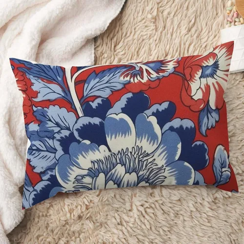 Vista 119 de ArogGeld Funda de cojín con flores verdes y blancas con flores grises y negras y hojas verdes en estilo chinoiserie, funda de almohada cuadrada