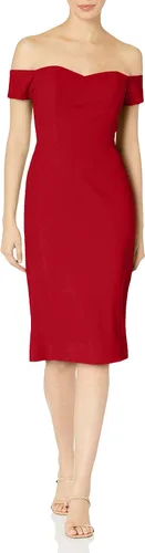 Vista 6 de Dress the Population Vestido para Mujer Bailey de Hombros Descubiertos Escote Corazón Ajustado Midi Tubo Negro