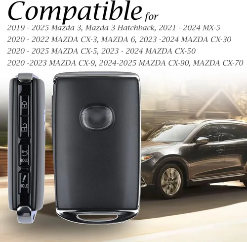 Vista 5 de Vitodeco Funda protectora de cuero para llave a distancia compatible con Mazda 3, Mazda 6, CX-5, CX-50, CX-3, CX-30, CX-9, CX-90, CX-70, 4 botones