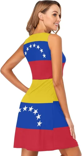 Vista 4 de Vnurnrn Vestido corto sin mangas con la bandera de Venezuela para mujer