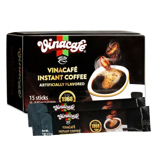 Vista 3 de Vinacafe Black Instant Coffee 30 barras (0.07 onzas por palo) Mezcla de café instantáneo vietnamita, café negro helado, café Den Da, paquetes