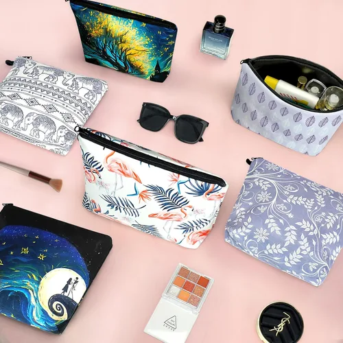 Vista 6 de Noozion Bolsa de cosméticos para mujer, bolsa de maquillaje, organizador pequeño, mini bolsa de maquillaje de viaje para artículos de tocador
