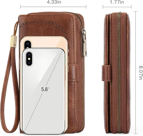 Vista 3 de GAEKEAO Leather Credit Card Holder Wallet for Women RFID Blocking Large Capacity Bifold Zipper Card Case Organizer with Wristlet 45 Slots