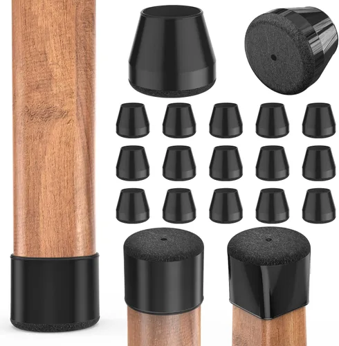 Vista 10 de Protectores cuadrados pequeños de silicona para patas de silla con fieltro envuelto, tapas negras para patas de muebles, antiarañazos antiruido, 16
