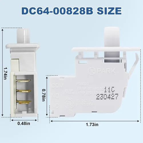 Vista 2 de DC64-00828B Interruptor de Puerta de Secadora Parte de Repuesto para Interruptor de Puerta de Secadora Samsung DC64-00828A PS4210964 2071594