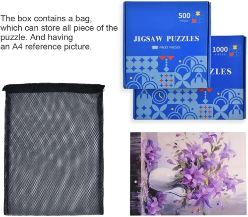 Vista 7 de Purple Flower Jigsaw Puzzles 500 Pieces for Adults with Mesh Storage Bag 2011816