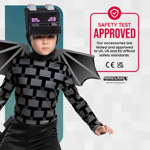 Vista 6 de Disfraz clásico de dragón Ender de Minecraft para niños, Multicolor