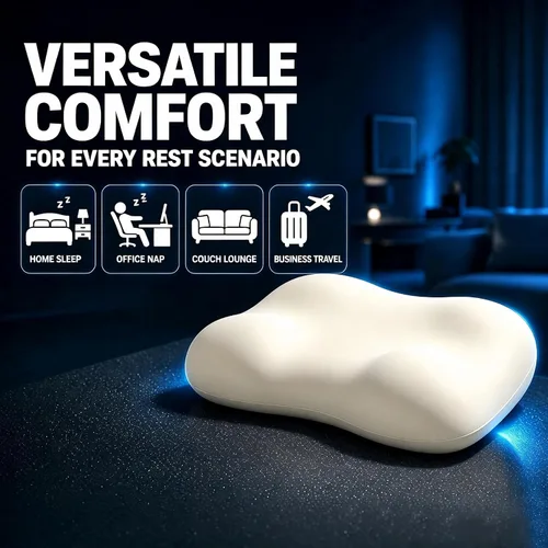 Vista 9 de Almohada cervical para aliviar el dolor de cuello, almohada ergonómica para dormir de lado y dormir profundo Blanco