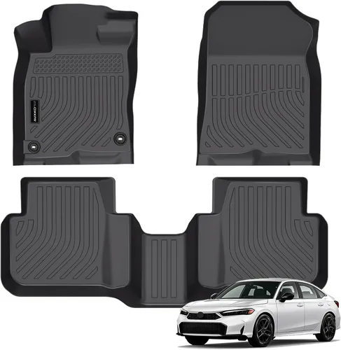 Vista 16 de Auxko Alfombrillas para todo tipo de clima, tapete de carga con respaldo para Honda Pilot 8 pasajeros 2016-2022, forros de elastómero termoplástico