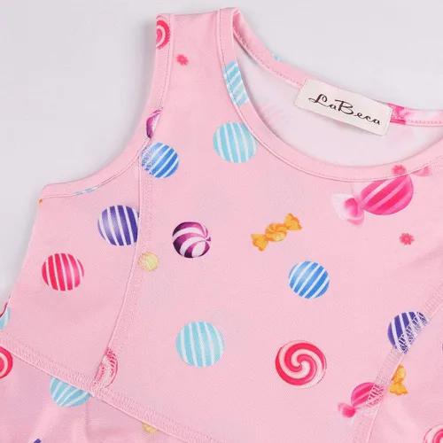 Vista 4 de LaBeca - Vestido sin mangas o de manga larga para niñas, vestidos casuales con diseño de unicornio o sirena para niñas pequeñas o grandes