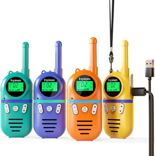 Vista 24 de Inspireyes Walkie Talkies para niños recargables, juguetes para niños y niñas de 3 a 12 años, paquete de 2 radios bidireccionales de largo alcance