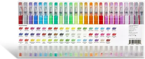 Vista 8 de KINGART Bolígrafos de gel de punta redonda con purpurina, 50 colores brillantes con comodidad de agarre suave, cartucho de tinta XL, más tinta