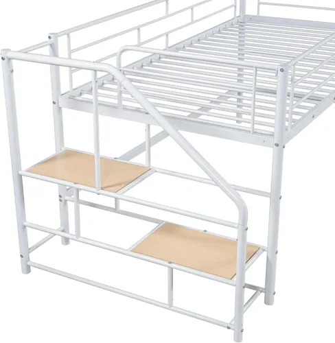 Vista 7 de Merax Base de cama baja de metal junior para niñas y niños, ahorro de espacio/fácil de montar, color blanco