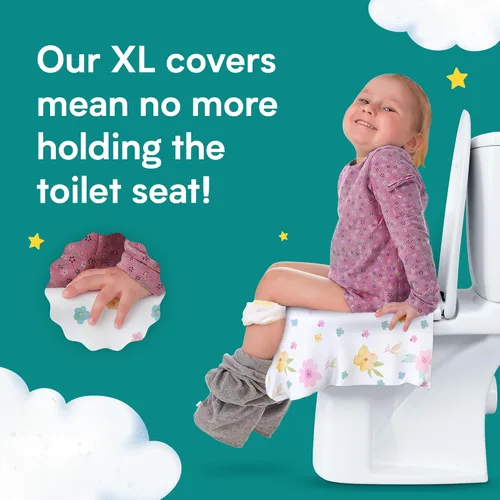 Vista 4 de Eli with Love - Juego de 20 fundas desechables extragrandes para asiento de inodoro (floral) para niños pequeños para una cobertura completa
