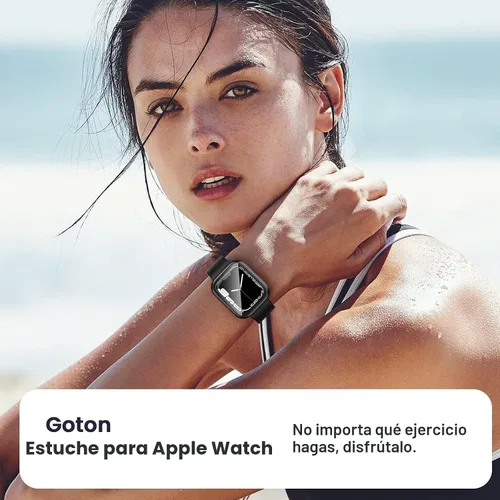 Vista 6 de Goton - Funda impermeable 3 en 1 para protector de pantalla de Apple Watch Negro