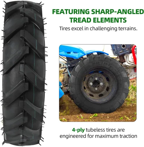 Vista 8 de AR-PRO Paquete de 2 neumáticos sin cámara 4.80/4.00-8 – Neumáticos de repuesto 4PR de 16 pulgadas para tractor cortacésped, tractor de jardín