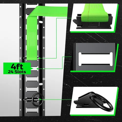 Vista 3 de Trekassy Kit de riel E Track de 4 pies con 4 correas de trinquete y 4 juntas tóricas, riel electrónico negro resistente para remolques, furgonetas