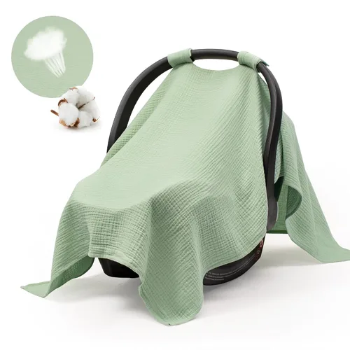 Vista 20 de Fundas de asiento de automóvil 100% muselina de algodón para bebés, funda universal para asiento de automóvil de bebé, cubierta de asiento